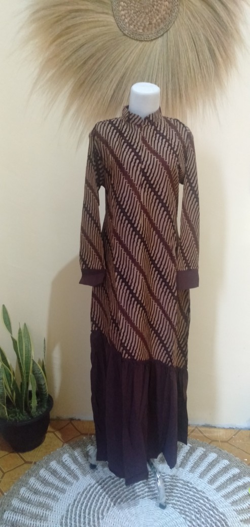 Termurah!! Gamis Batik Kombinasi Standard Dan Jumbo Ld120cm Bisa Untuk Ibu Menyusui