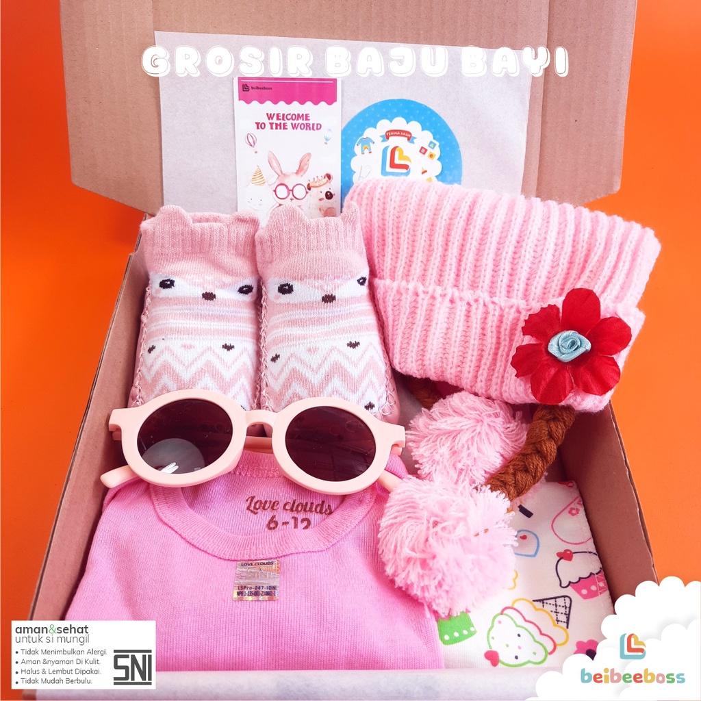 HAMPERS KADO BAYI LAKI LAKI DAN PEREMPUAN BABY GIFT-paket rain pink 1