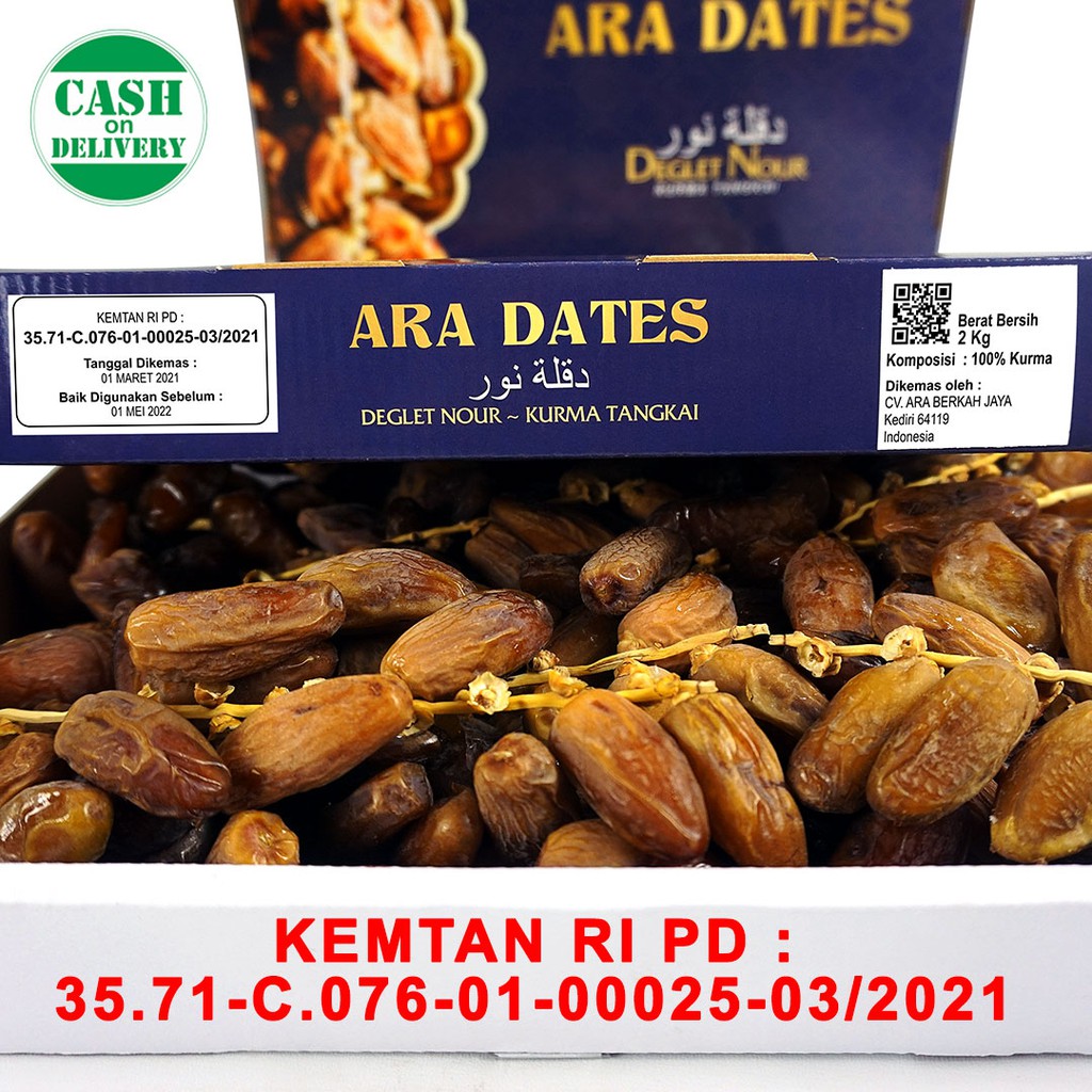 Kurma Tunisia Tangkai 2 kg ARA DATES KEMTAN PREMIUM Kurma Arab Lembut dan Segar