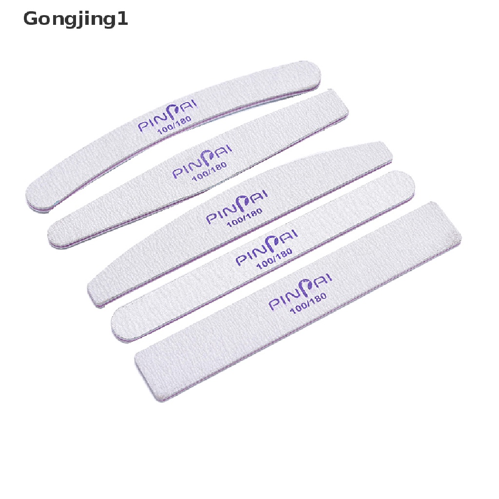 Gongjing1 5Pcs Balok Buffer Amplas Kuku 100 / 180 Untuk Manicure / Pedicure