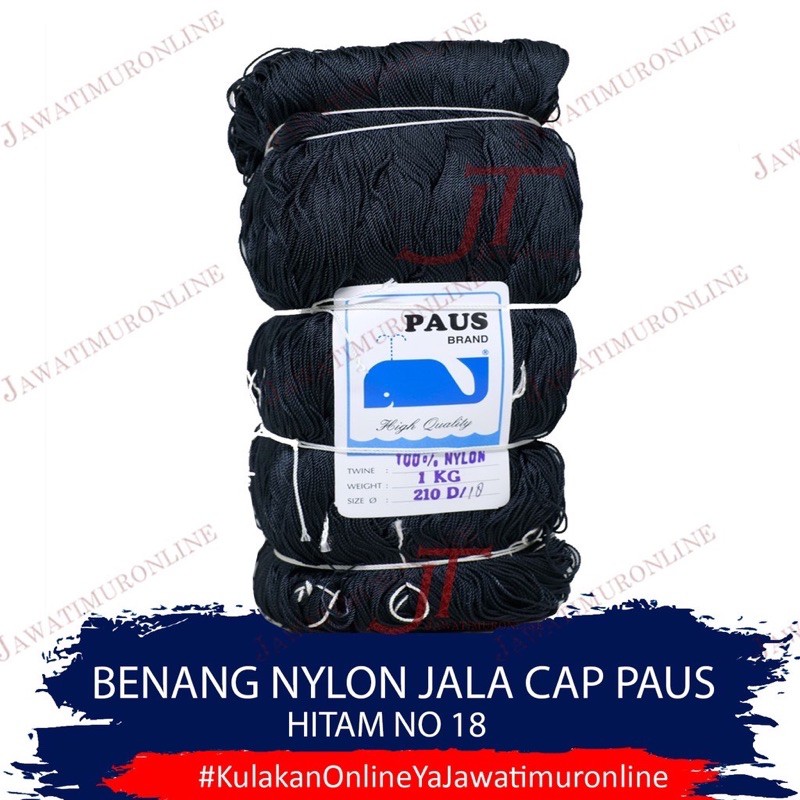 Benang Jahit Jala cap PAUS No 18 Hitam - Benang Jala