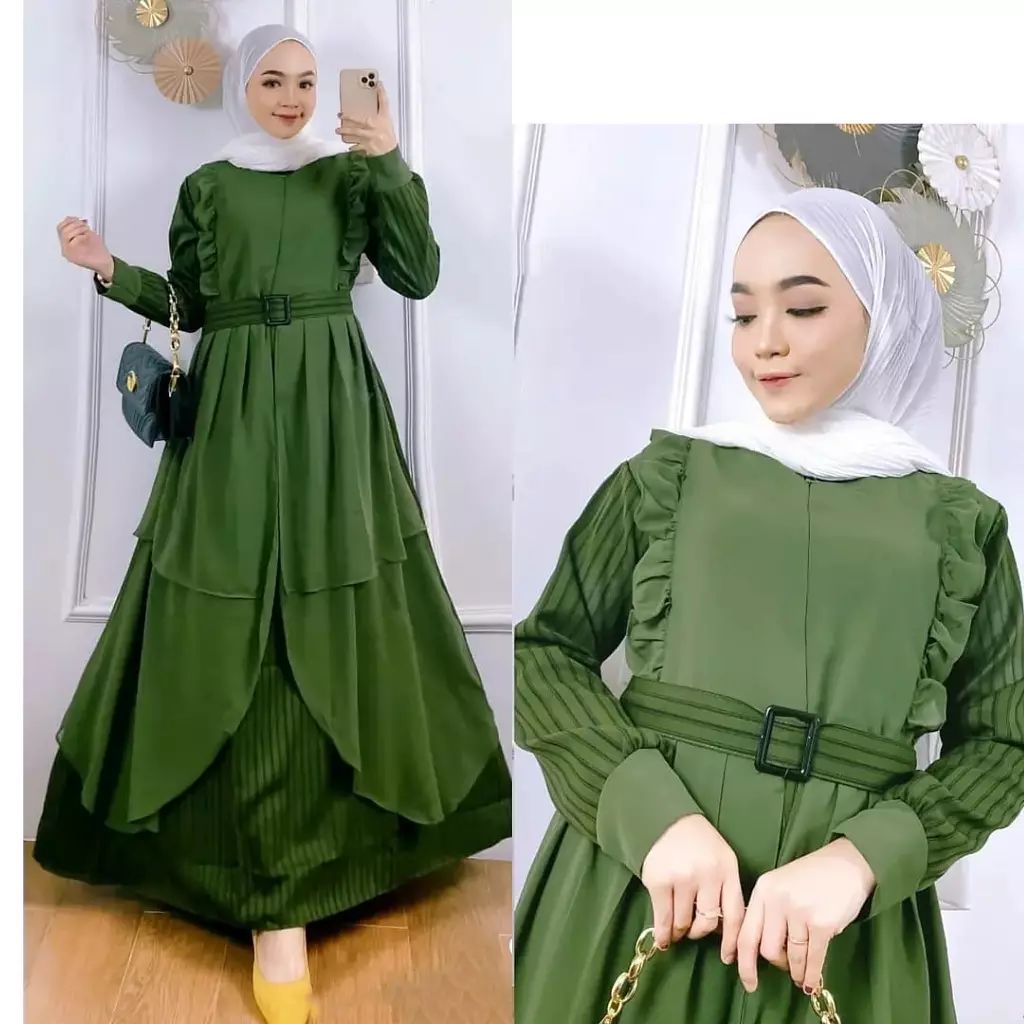 Krisyanti Maxy Bahan Semi Woll mix Ceruty Armani Dress Wanita Kekinian 2021 Korean Style Dress Wanit