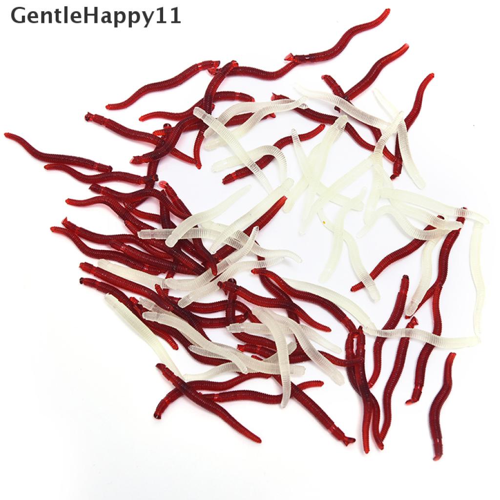 Gentlehappy 50 Pcs Umpan Pancing Soft Bait Bentuk Cacing Imitasi Ukuran 35mm