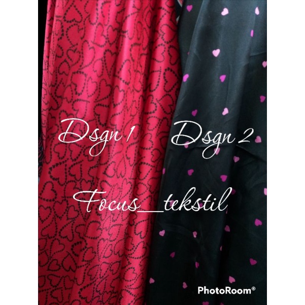 KAIN SATIN SILK MOTIF LOVE / BAHAN SATIN SILK MOTIF HEART