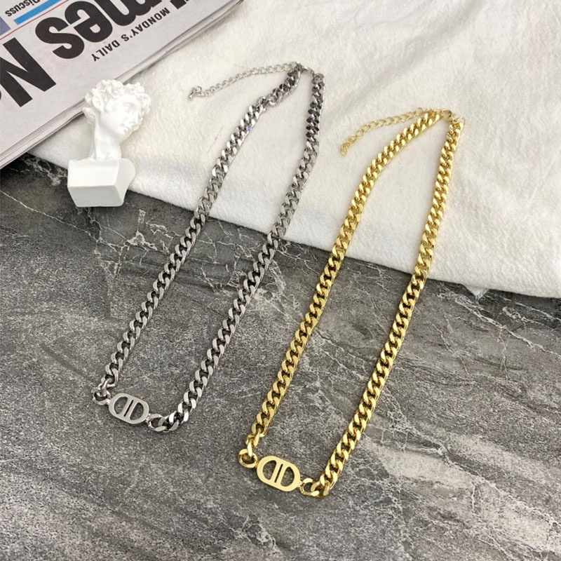 Kalung Gelang Rantai Chunky Bahan Logam Alloy Warna Emas Perak Gaya Hip Hop Untuk Pria Dan Wanita