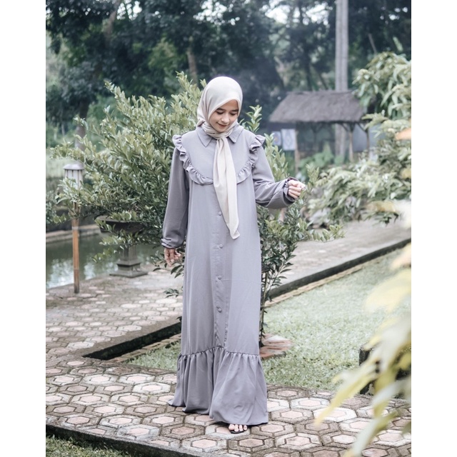 Gamis Crinkle Airflow Jumbo Premium | Dress Crinkle Kancing Polos