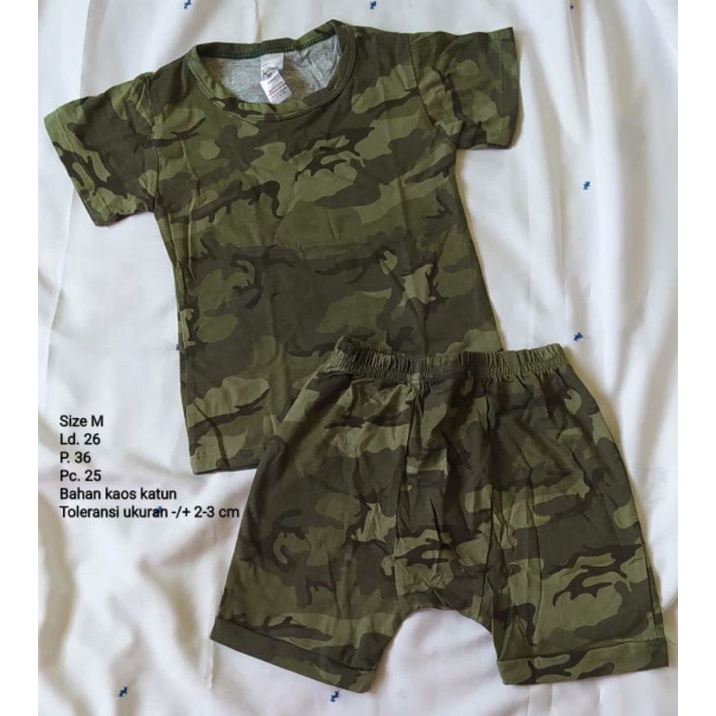 setelan pendek anak little koda m hijau loreng