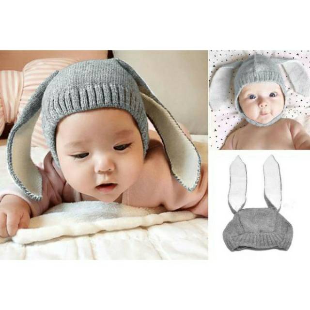 TOPI RABBIT BAYI TOPI KELINCI TOPI BAYI KARAKTER RABBIT HAT KOREAN HATp