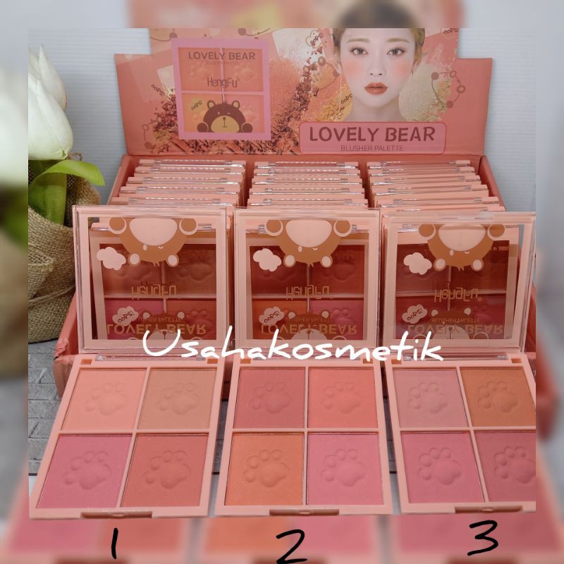 BLUSH ON PALLETE 4 WARNA HENGFU LOVELY BEAR