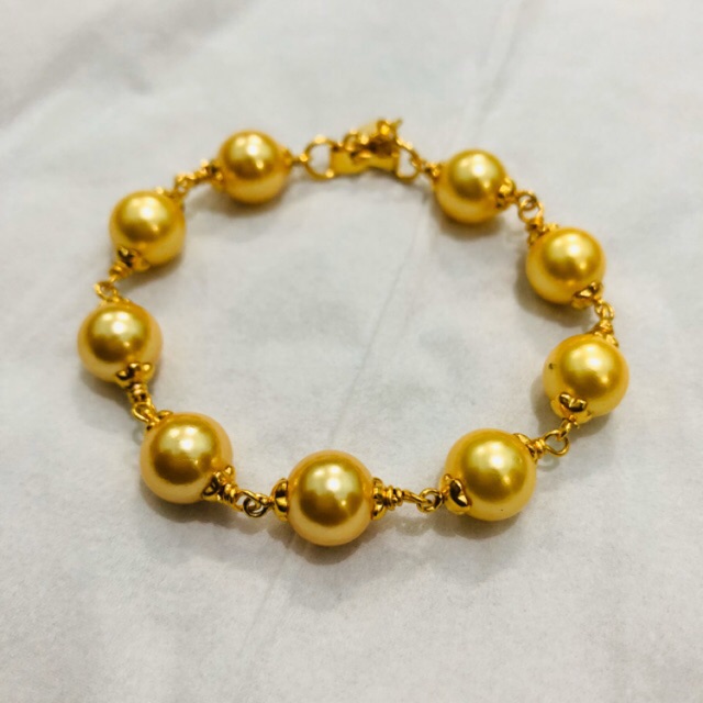Gelang Mutiara Ikat Tembaga Berlapis Emas Kuning 24k PILIH Gelang Mutiara Ikat Tembaga Berlapis Emas Kuning 24k PILIH