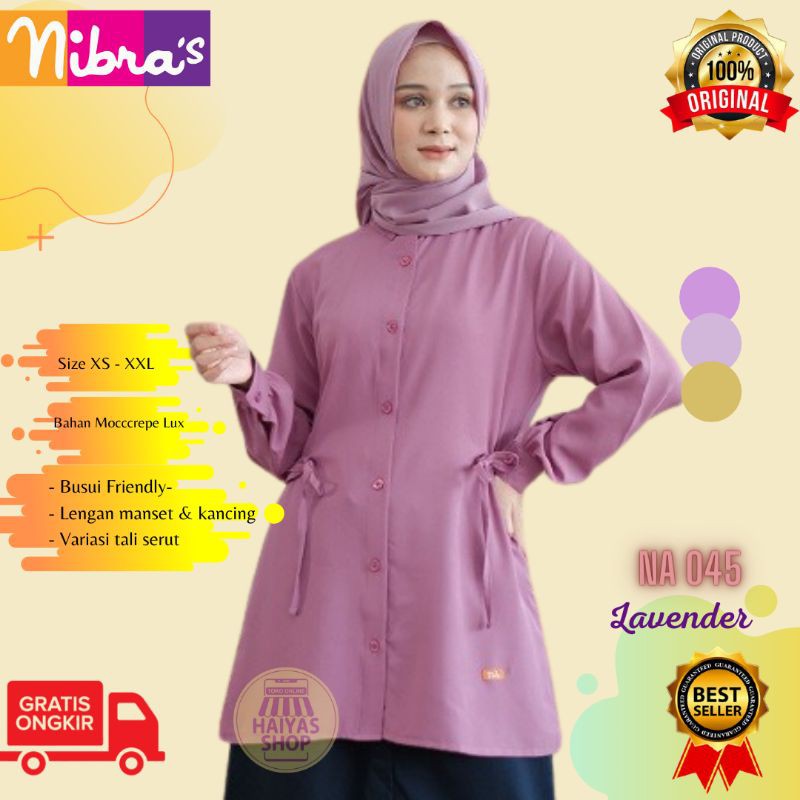 Nibras Atasan NA 45 baju atasan blus kerja lengan panjang lavender/Lilac/Vanila S-XL