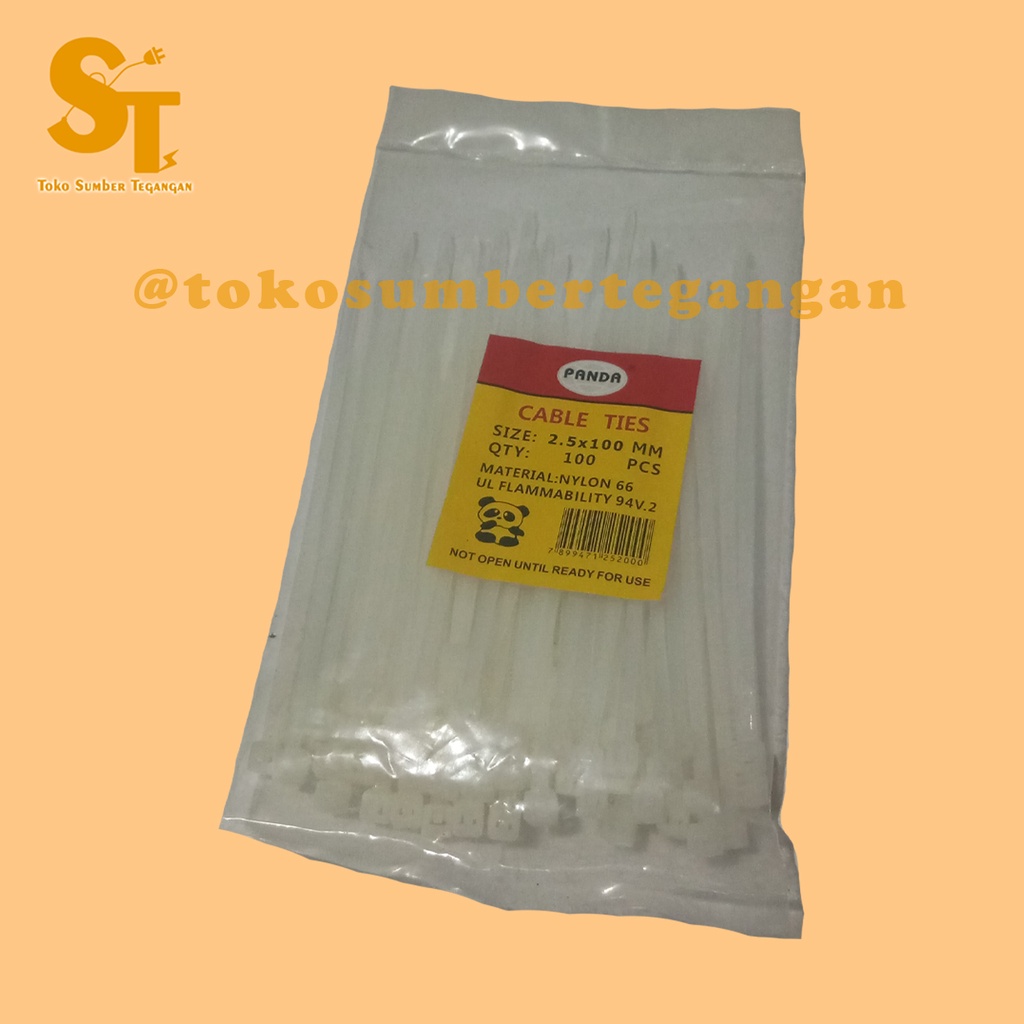 

Kabel Ties Cable Ties 10 cm / 2.5 x 100 mm isi 100 pcs Per Pack Panda Warna Putih