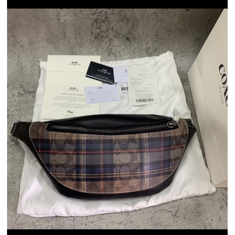 WAISTBAG COACH WARREN IN SIGNATURE CANVAS WITH PLAID PRINT ORIGINAL