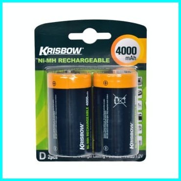 Krisbow Set Baterai Rechargeable Size D 4000 Mah 2 Pcs