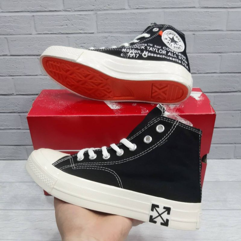 converse 70s x off white hi all black sol white