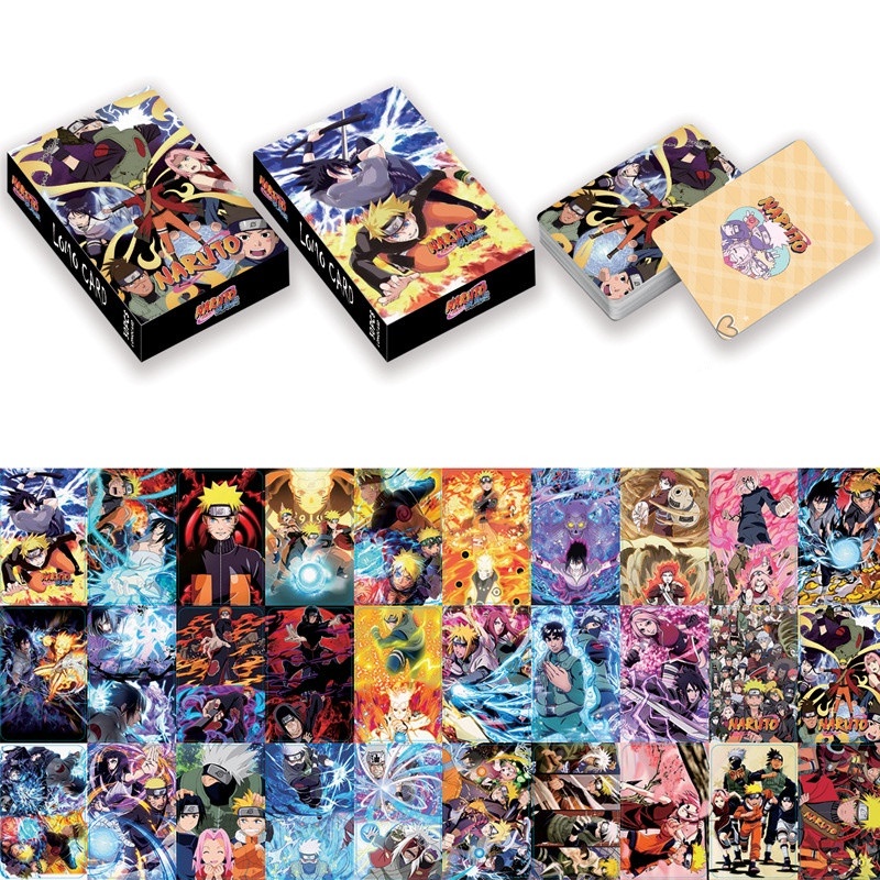 30pcs / Kotak Kartu Lomo Foto Dua Sisi Motif Print Anime Naruto