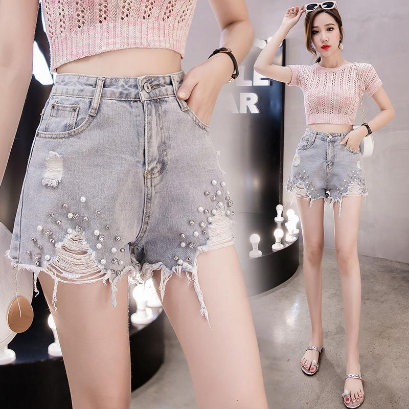  Celana  Pendek  Denim Wanita Model High  Waist  Slim Versi 