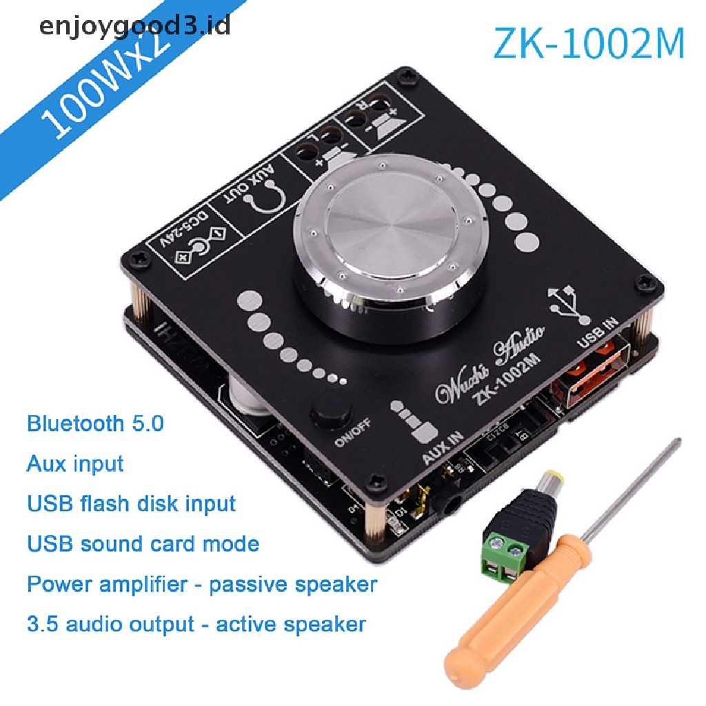 [id] ZK-1002M 100W+100W Bluetooth 5.0 Power Audio Amplifier Board Stereo Amplificador [dd]