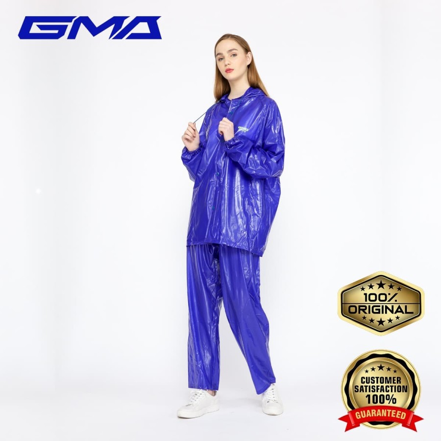 Jas Hujan GMA 2 Setelan Jaket Celana/Mantel Mantol Raincoat Karet Rubber Stelan Baju Celana