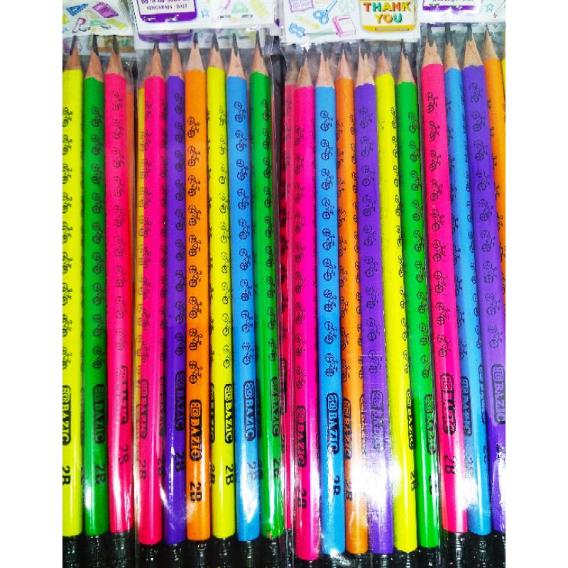

6pcs Pensil Bazic 2B Rainbow Pensil Murah