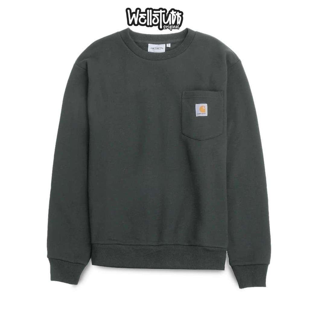 Jaket Sweater Carhartt Original / Carhartt WIP Pocket Sweatshirt Dark Grey