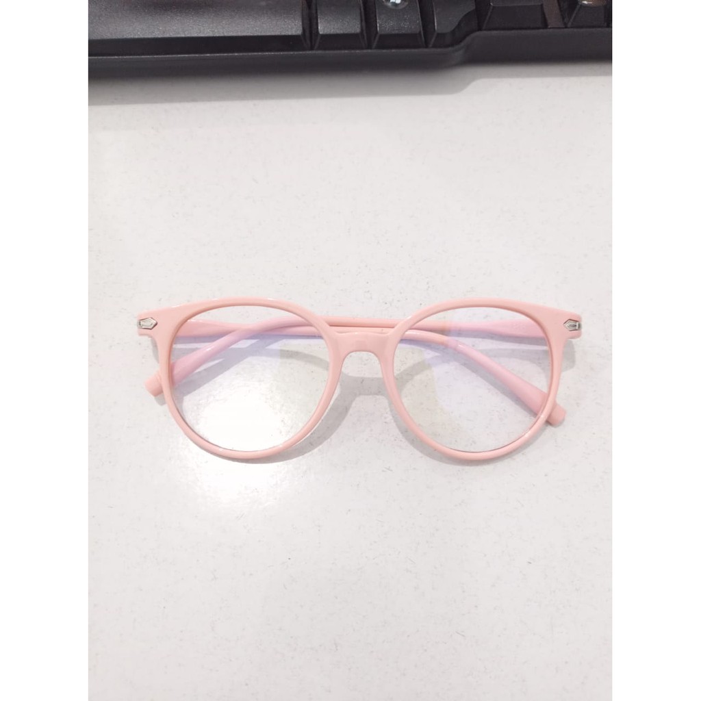 ⭐Gogoland⭐ R087 Kacamata Anti Radiasi Fashion Wanita Pria Frame Ringan Korea Design Lensa Transparan-OREN MUDA