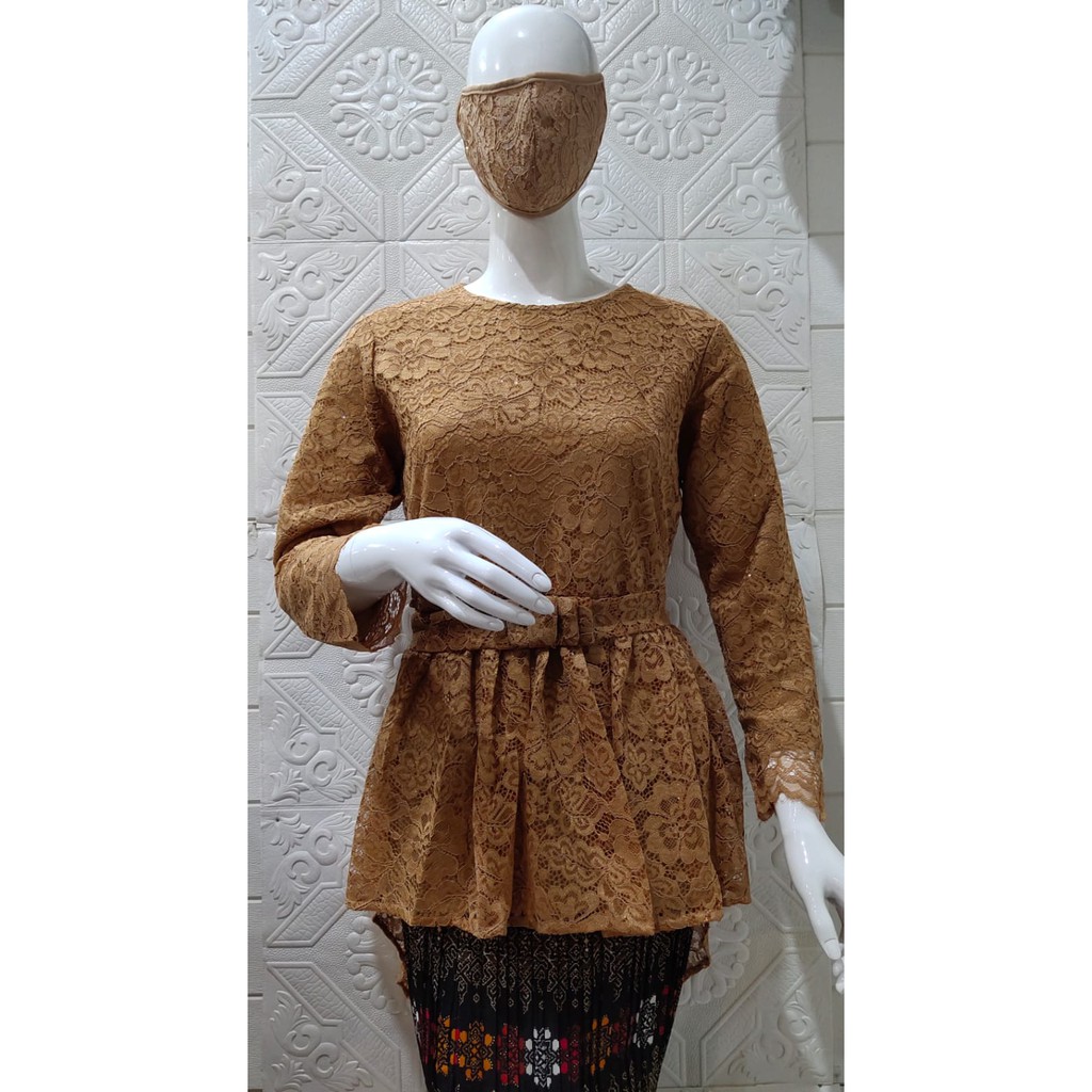 KEBAYA BRUKAT ATASAN KUALITAS PREMIUM MODEL OURORA  M L XL REAL PICT-MOCA GELAP