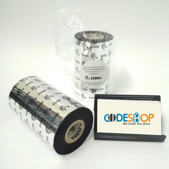 Ribbon Barcode Zebra J3300 Original Wax Resin 110 mm x 300 M