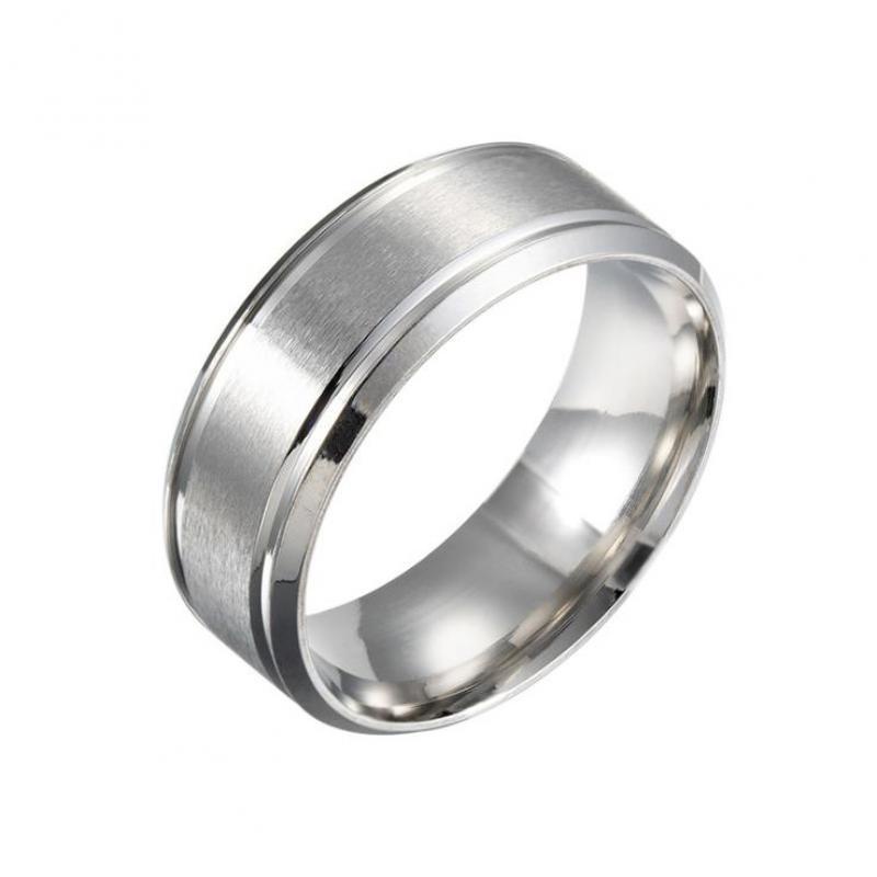 Cincin Lapis Silver Bahan Stainless Steel Gaya Hip Hop Untuk Pria