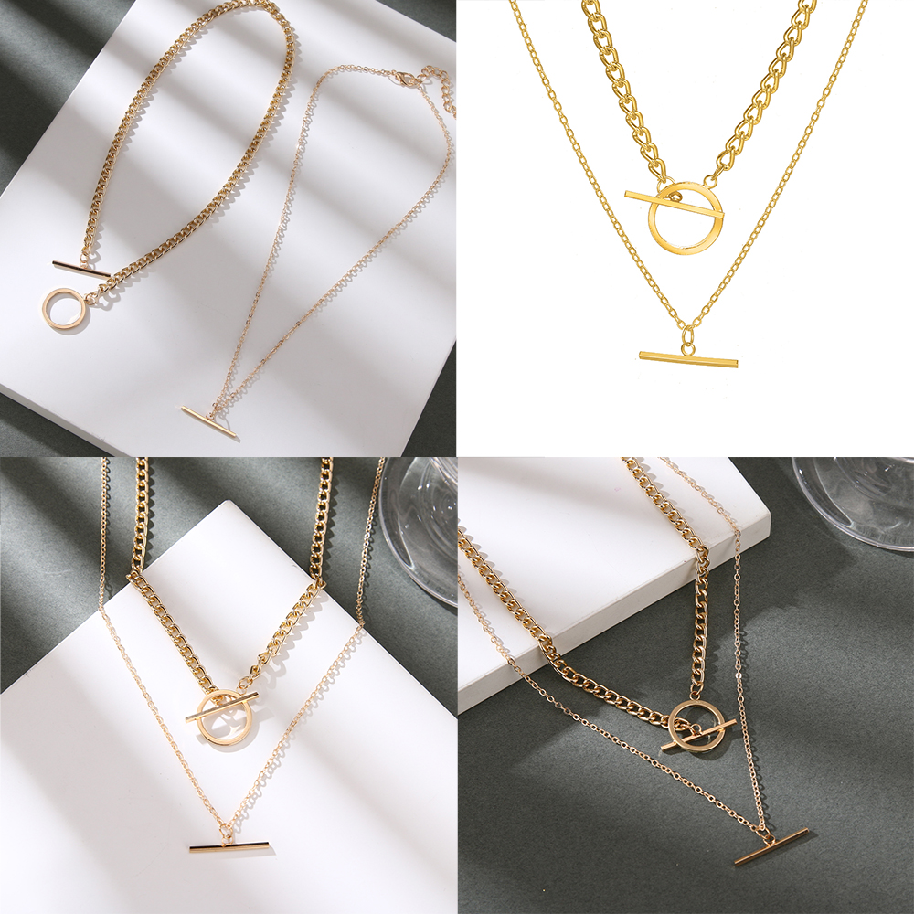 OT Kalung Multilayer Bahan Alloy Gaya Korea Untuk Wanita