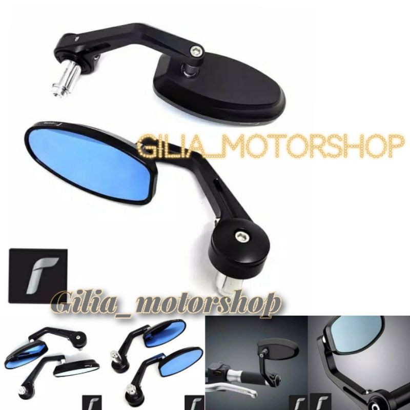 Spion Rizoma Original Reverse Retro Mirror Blue Spion Bar End Oval Full Cnc Universal Motor Nmax PCX Vespa Vario dll