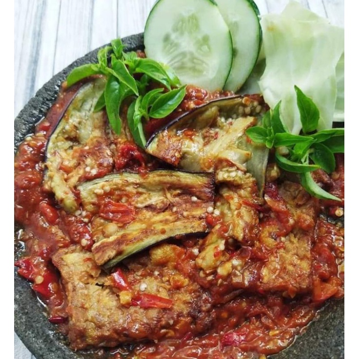 

paket nasi sambal terong tempe penyet