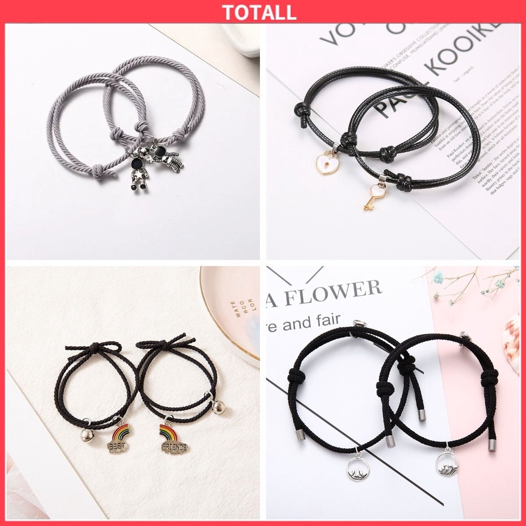 2 Pcs Gelang Couple Magnet Astronot Desain Gelang Tali Karet Magnet Untuk Pria Dan Wanita Gelang Magnet Couple COD Gelang