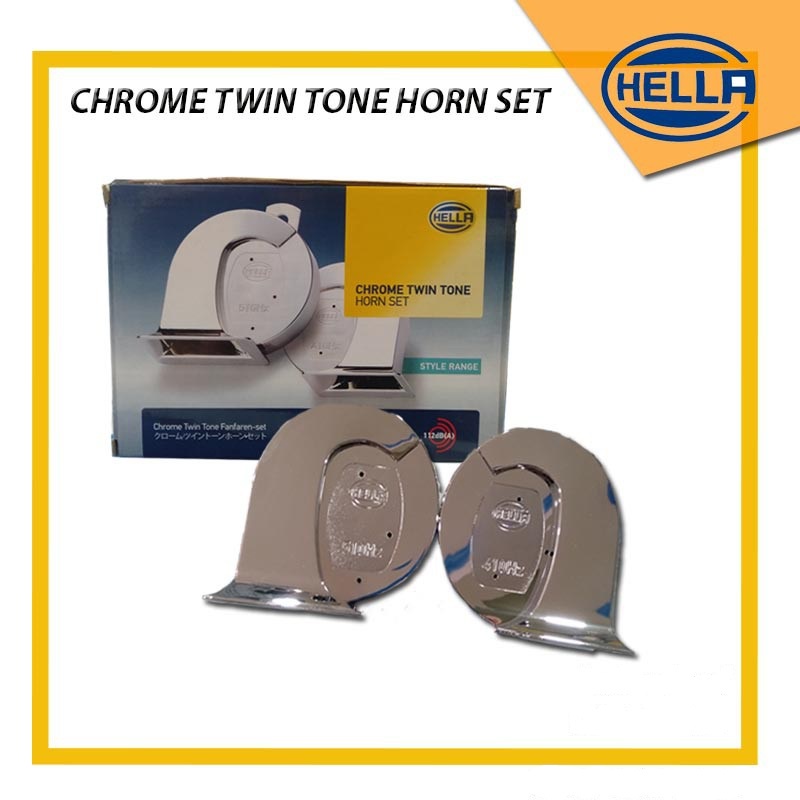 Klakson Hella Chrome twin tone Limited edition Original dengan varian komplit kabel set relay MX 12v relay bosch Silver untuk mobil dan motor