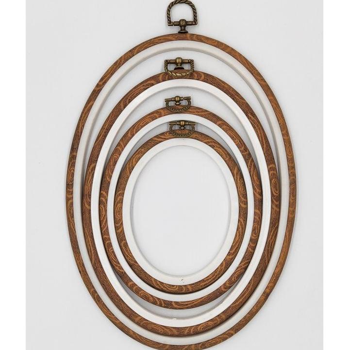 Dijual Pemidangan sulam oval/embroidery hoop oval motif kayu antik C80 ✴