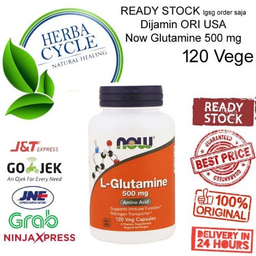 Now Foods Glutamine 500 mg 120 Veg Now Glutamine Ori USA