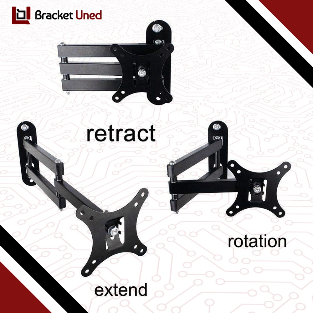 Bracket TV 12 14 19 20 22 24 26 28 Swivel Braket Lengan TV Monitor Swivel Kecil 2 Lengan