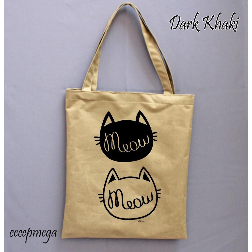 Dijual totebag meow desain MW002 Berkualitas