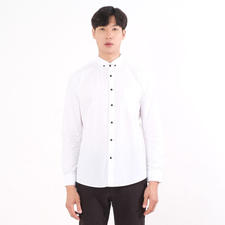 SANVANINA Kemeja Putih Polos Lengan Panjang Slimfit | Kemeja Kerja Putih Pria | Kemeja Putih E-1192