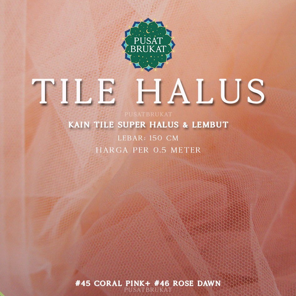 KAIN TILE POLOS LEMBUT / KAIN TULE HALUS - TULLE DEKORASI &amp; SOUVENIR, LEBAR 150CM [harga per 0.5m]