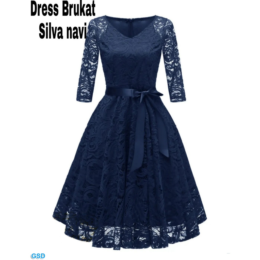 Dress Silva/Dress Brukat Pendek Korea/Kebaya Cewek Modern/Diskon Pakaian Wanita Elegant Sale!!!