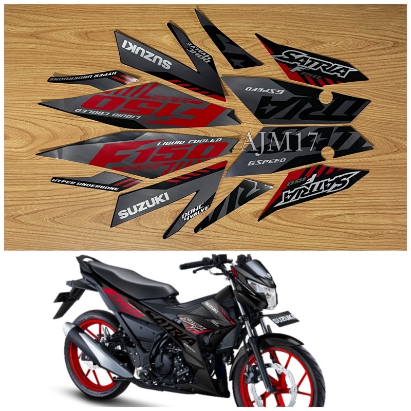 STIKER STRIPING MOTOR SATRIA F 150 LED 2021 HITAM