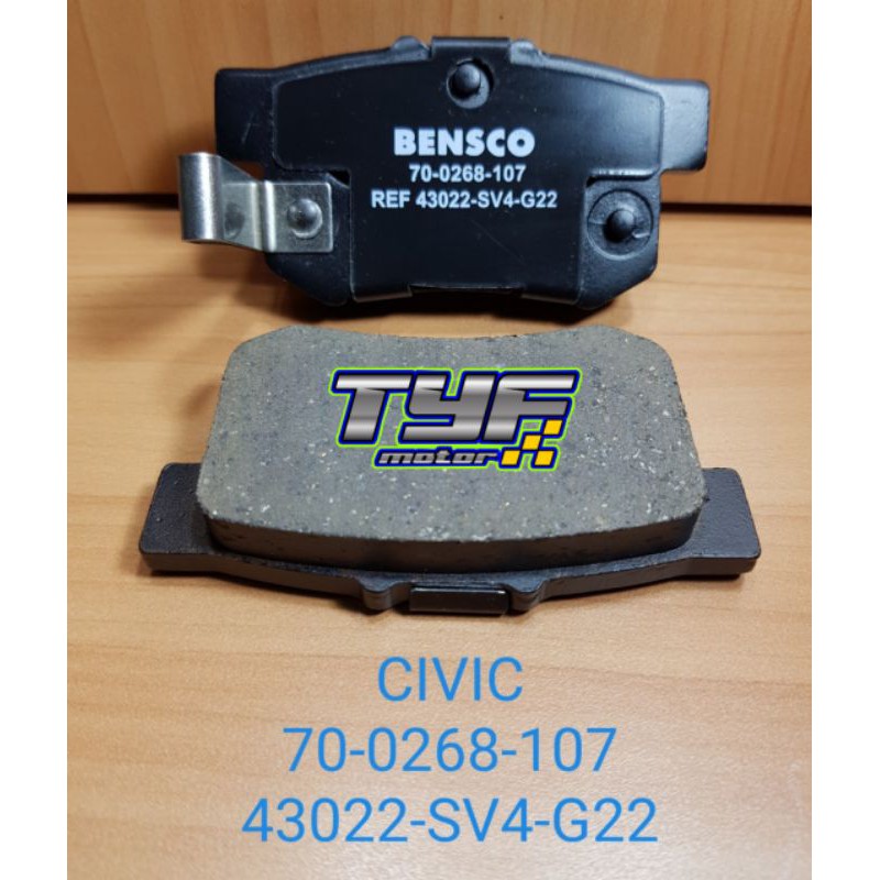 BRAKEPAD KAMPAS REM BELAKANG CIVIC 43022-SV4-G22 BENSCO GERMANY