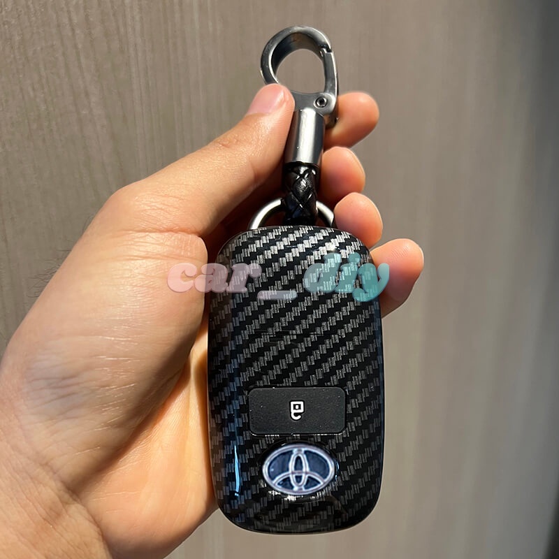 Case Pelindung Kunci Remote Mobil Bahan Carbon Fiber Untuk Toyota Veloz Raize Avanza2022