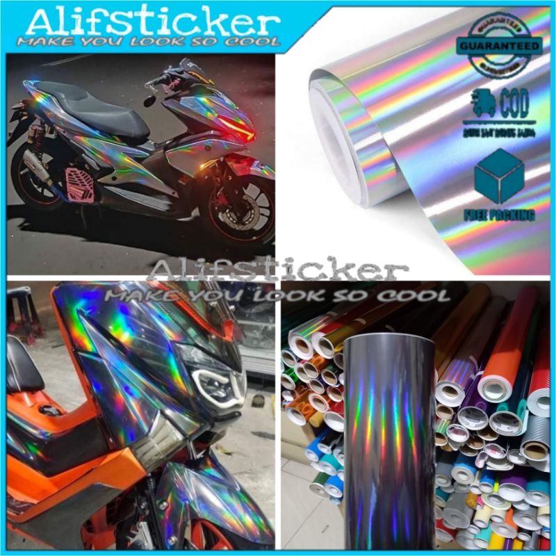 Stiker Skotlet Hologram Laser Crome Hitam Skotlet Motor Hologram Silver Putih