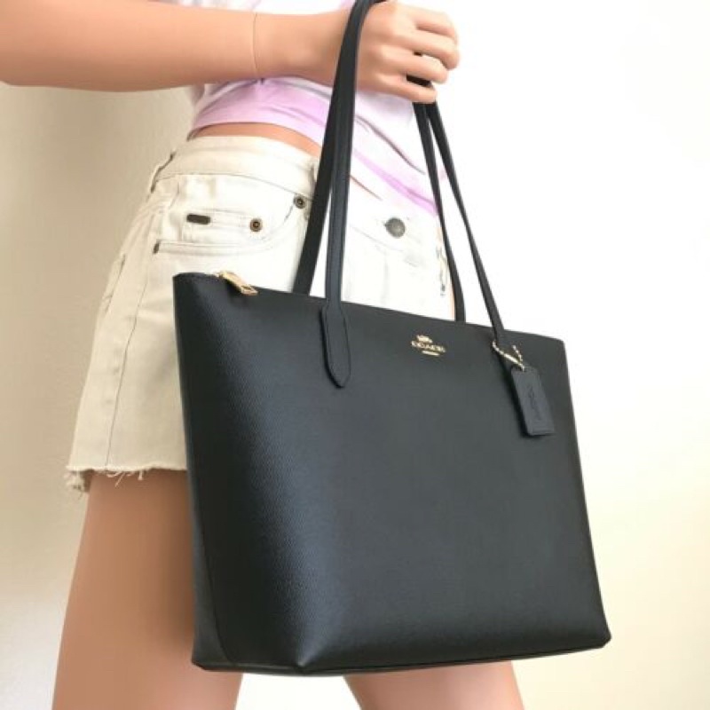 Coach Signature Zip Tote Black Leather (C4455)