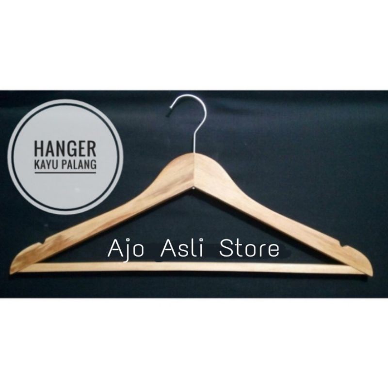 Hanger Kayu Natural Palang Dewasa 1Lusin