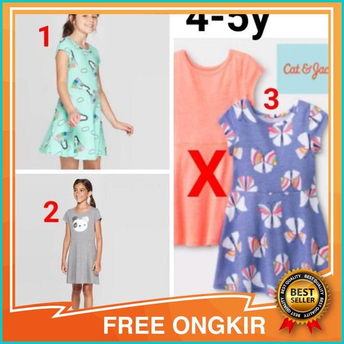 dress daster kaos harian anak branded original cat and Jack 4-5 tahun - no 1, 4-5y Asli Ori Original