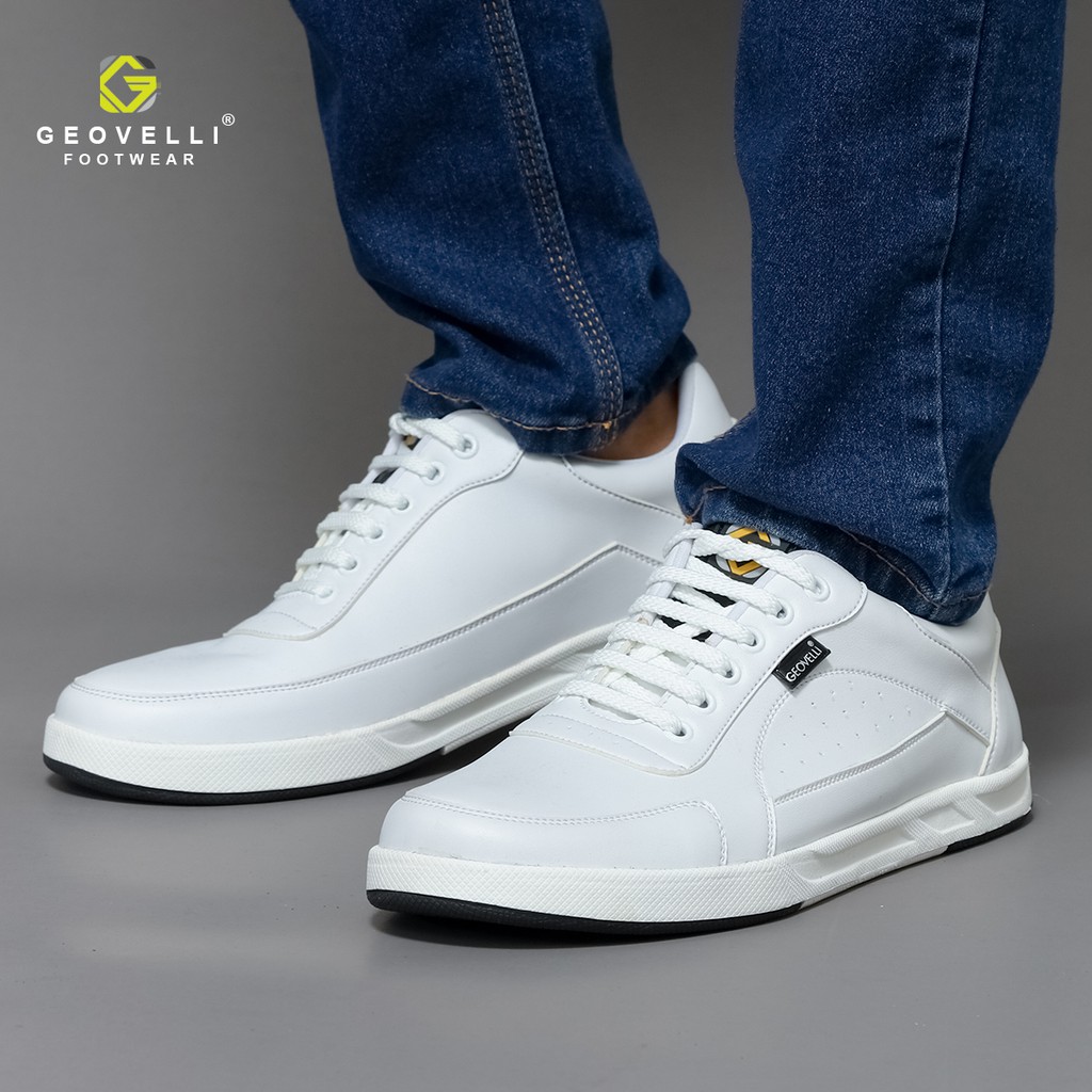 GEOVELLI Ori Sepatu Casual Sneakers Pria Geovelli Pria Full White Sepatu Putih