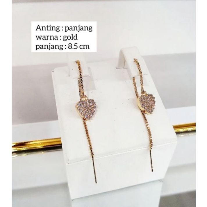 (Anti Karat) Anting Tusuk Jurai Love Full Mata